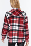 WOOL BLEND PLAID BUTTON DOWN CASUAL JACKET