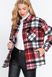 WOOL BLEND PLAID BUTTON DOWN CASUAL JACKET